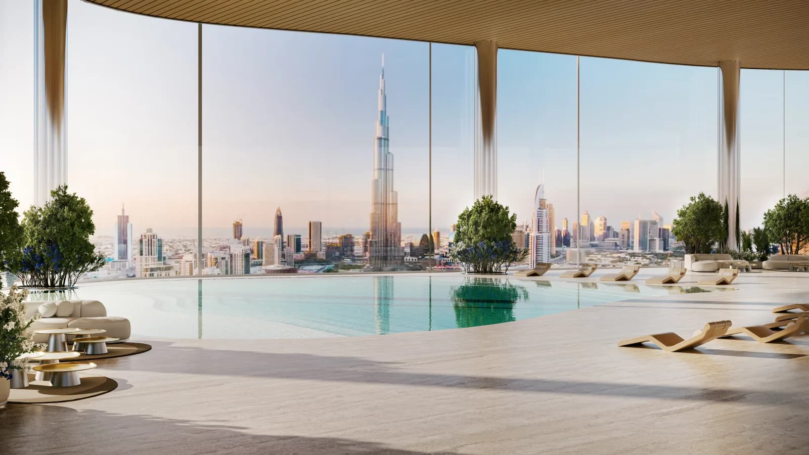 Piscina com vista para o Burj Khalifa